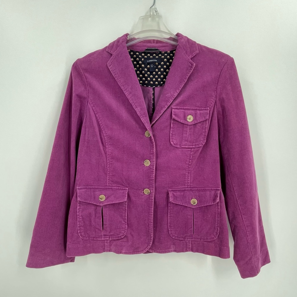 * Lands’ End Purple Corduroy Blazer Sz 14